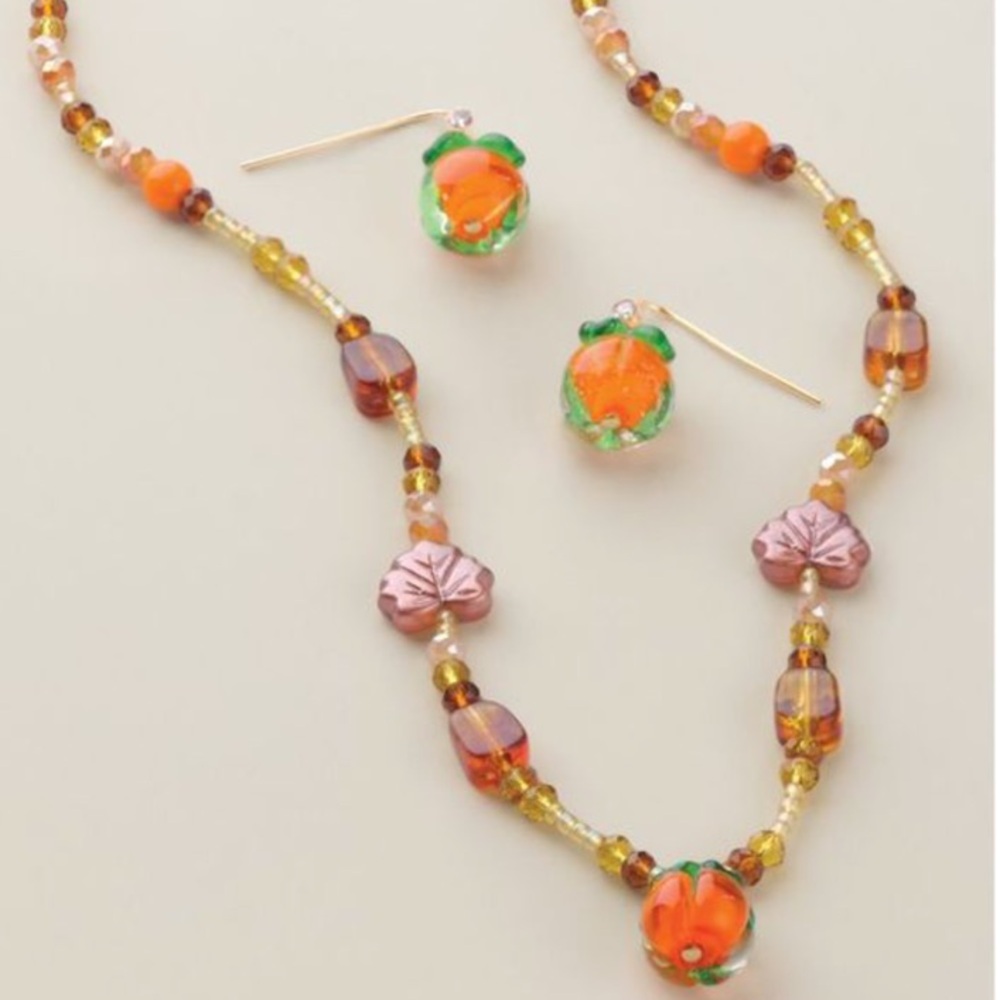 Pumpkin Patch Necklace And Earring Set